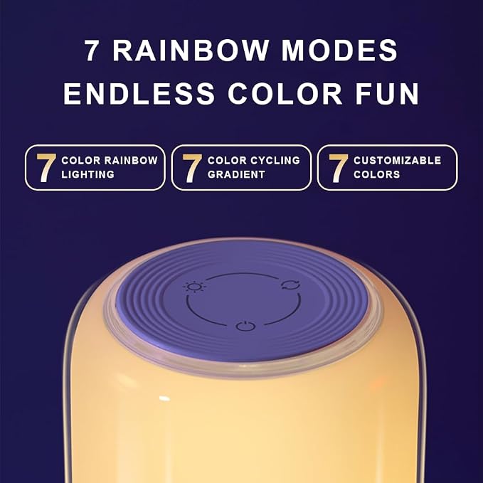 Touch Night Light Rechargeable LED Mood Lamp 7 RGB Color Ambience Lighting - Image 5