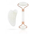 White Jade Roller & Gua Sha Facial Tools Set – Natural White Stone Face Roller by Diryi