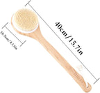 Body Brush Dry Brushing Back Scrubber Shower Bath Brush Bamboo Wood Long Handle - Image 6