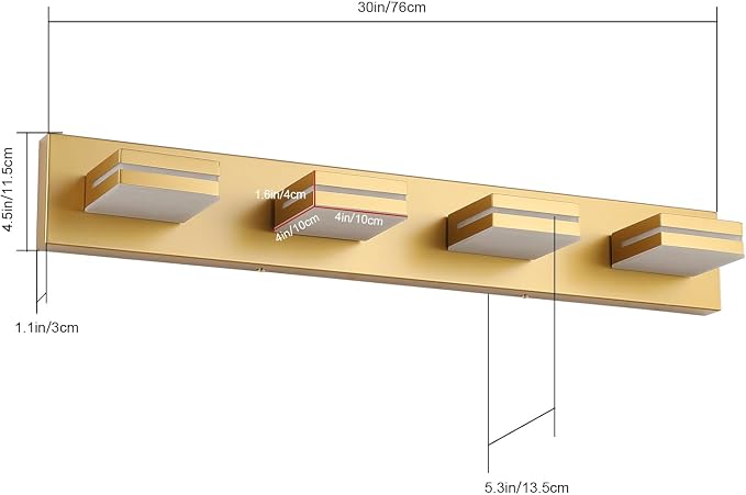 SineRise LED Modern Bathroom Vanity Light Fixtures, Matte Gold Modern Acrylic - Image 5
