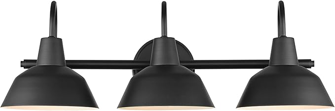 Globe Electric 65554 Barnyard 3-Light Vanity Light, Matte Black - Image 4