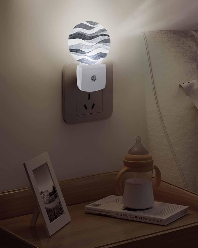 Night Lights Auto Sensor Grey Ocean Waves Night Light Abstract Mountain Stripes - Image 5