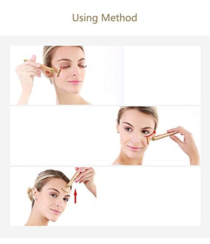 Beauty Bar 24k Golden Pulse Facial Massager, T-Shape Electric Sign Face Massage - Image 4