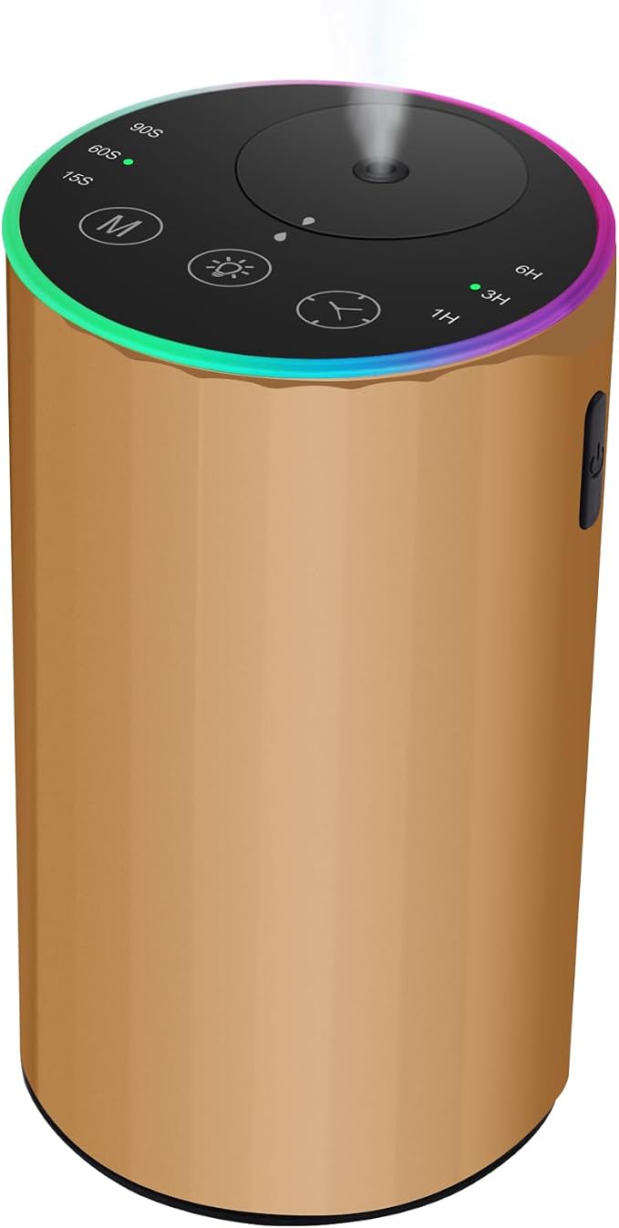 Waterless Essential Oil Diffuser, 7 Colors LED Light, Battery Powered Mini by konchile