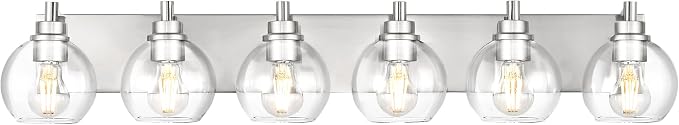 Bathroom Light Fixtures, 6 Light Brushed Nickel Vanity Light, 38 Inch Modern by Metwet