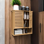 Bathroom Wall Cabinet, Bamboo Storage Cabinet Wall Mounted, Wall Hanging Cabinet - Image 2