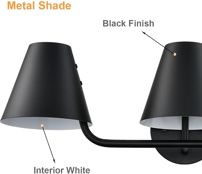 DIRYZON 3 Light Bathroom Vanity Light, Industrial Black Wall Sconces, Rustic - Image 5
