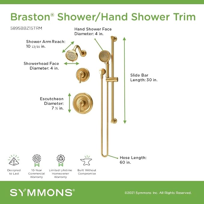 Symmons Braston HydroMersion Double Handle Shower Trim Kit - Image 3