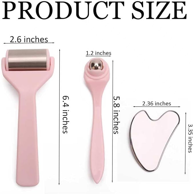 Ice Roller for Face&Eyes with Gua Sha Facial Tool, 3-Pcs Stainless Steel Facial - Image 6