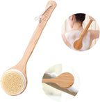 Body Brush Dry Brushing Back Scrubber Shower Bath Brush Bamboo Wood Long Handle - Image 5