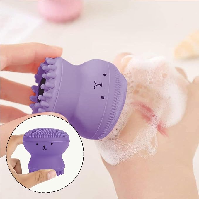 Facial Cleansing Brush Jellyfish Exfoliating Face Brush Handheld Massaging Cute - Image 2