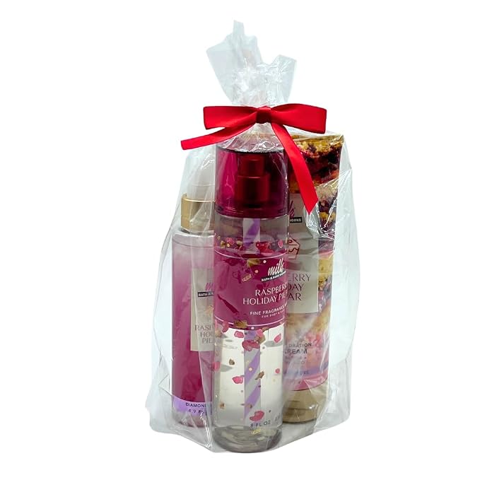 Bath & Body Works MILK Collections RASPBERRY HOLIDAY PIE BAR Diamond Shimmer - Image 2