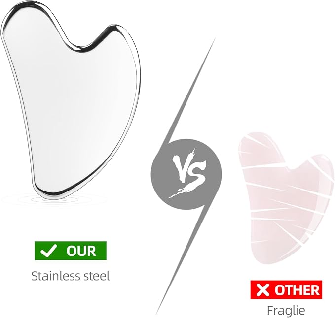 BTYMS Gua Sha Facial Tools, Heart Shaped Guasha Tool Stainless Steel Face - Image 4