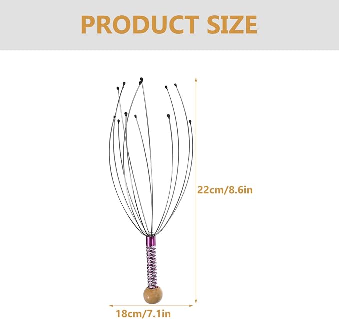 rosenice Scalp Massager Hand Held Therapeutic Head Scratcher Steel Wire Head - Image 8