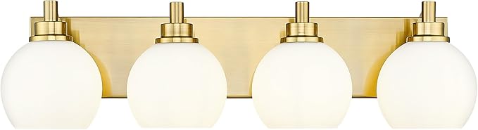 Bathroom Light Fixtures, 4 Light Brushed Gold Vanity Light, 26 Inch Modern Wall by Metwet