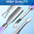 2PCS Metal Lavender/Taro Purple Cuticle Pusher and Cutter Remover Salon Quality - Image 6