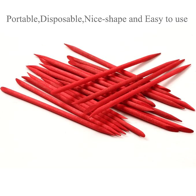 100 Pcs Orange Wood Nail Sticks Double Sided Multi Functional Cuticle Pusher - Image 4