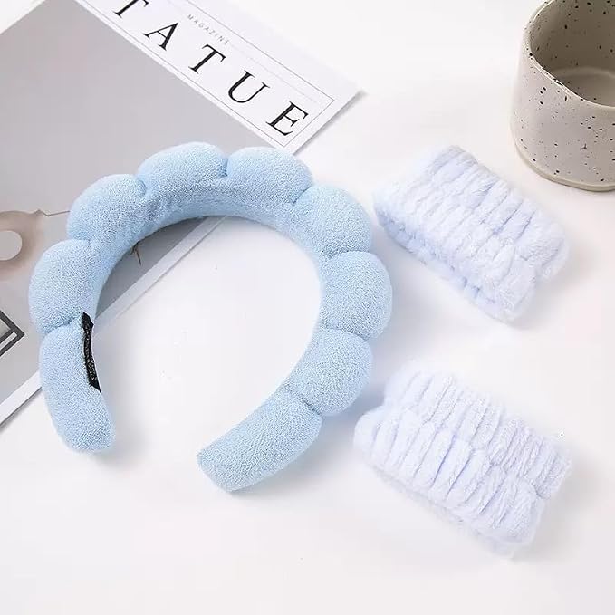 Spa Headband and Wristband Set for Women, Terry Cloth Sponge Headband for - Image 3