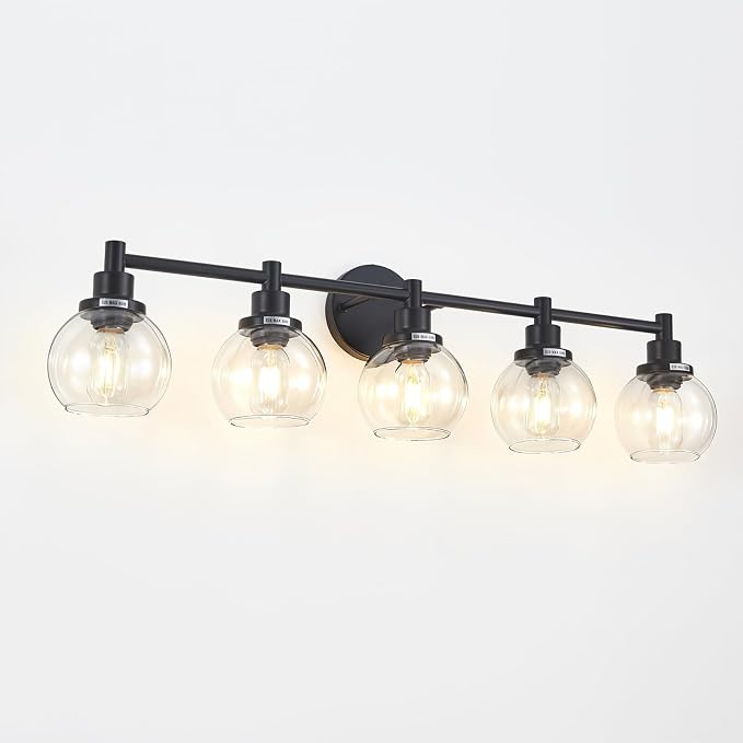 5-Light Bathroom Light Fixture Black Vanity Lights Over Mirror Modern Wall - Image 9