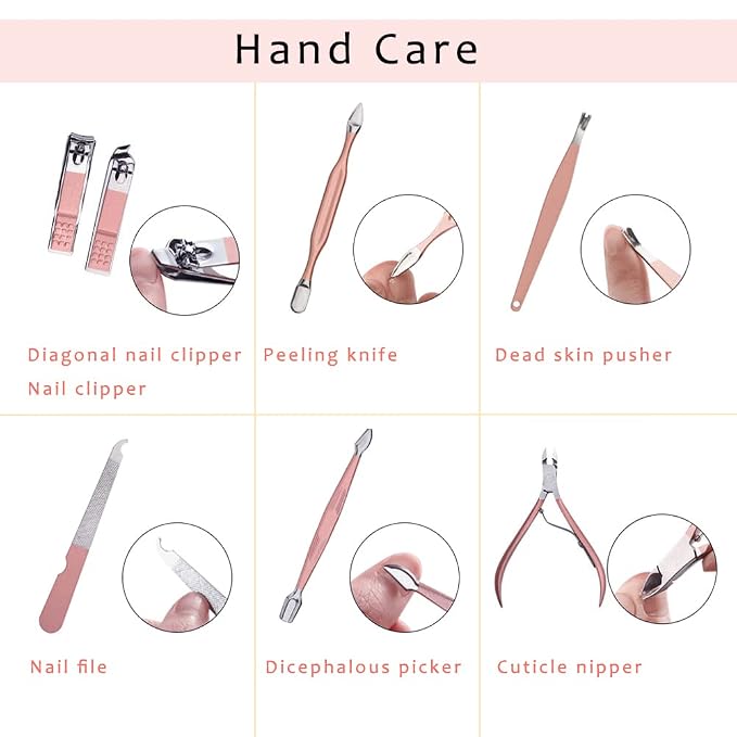 Pink Manicure Set Beauty Tool Portable 12 in 1 - Image 3