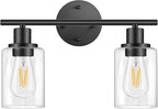 FOLKSMATE Bathroom Light Fixtures, 2 Light Matte Black Vanity Light, Vintage - Image 9