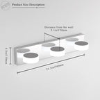 3 Light Bathroom Vanity Light, Modern Chrome Bathroom Light Fixtures Over Mirror - Image 3