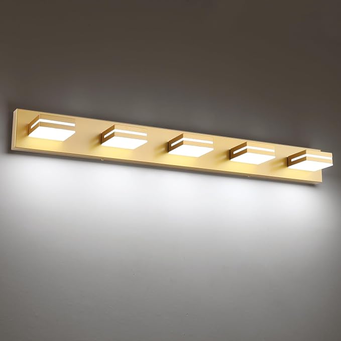 SineRise LED Modern Bathroom Vanity Light Fixtures, Matte Gold Modern Acrylic by SINERISELIGHTING