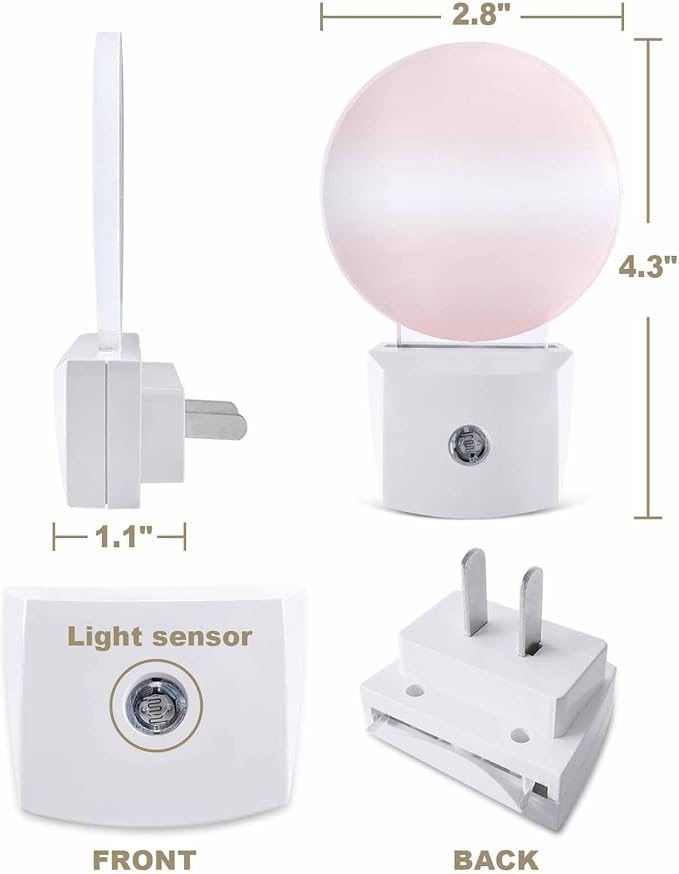 Night Lights Auto Sensor Pink Ombre Night Light Solid Color Round Lamp Plug-in - Image 2