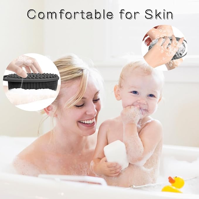 3 Pack Silicone Body Scrubber, Soft Silicone Loofah Silicone Body Brush - Image 5