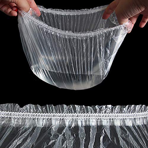 100 Pcs Disposable Plastic Shower Caps Clear Elastic Thick Bath Cap - Image 4