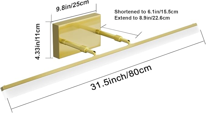 Aipsun 31.5inch Brushed Brass Bathroom Vanity Light Fixtures Modern LED Light - Image 6