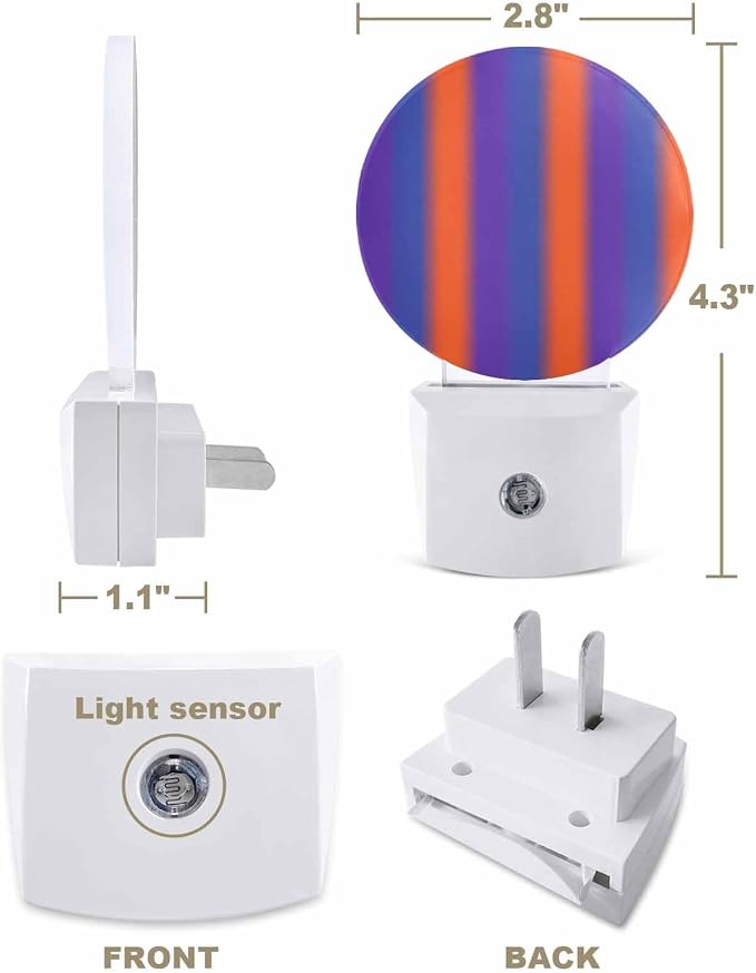 Night Lights Auto Sensor Purple Orange Night Light Gradient Color Stripe Round - Image 2
