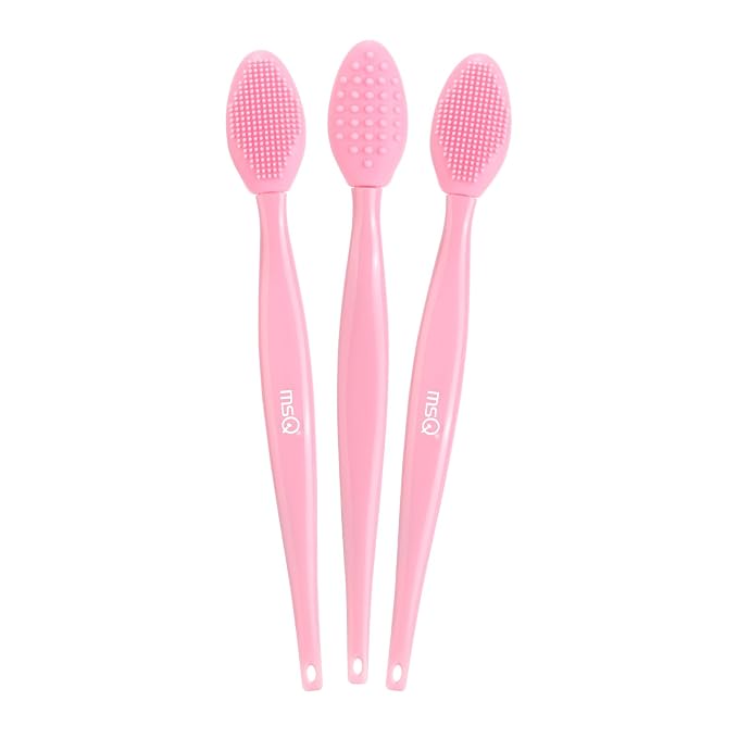MSQ 3PCS Lip Scrub Brush, Double-end Silicone Nose Clean Brush Lip Exfoliating by MSQ