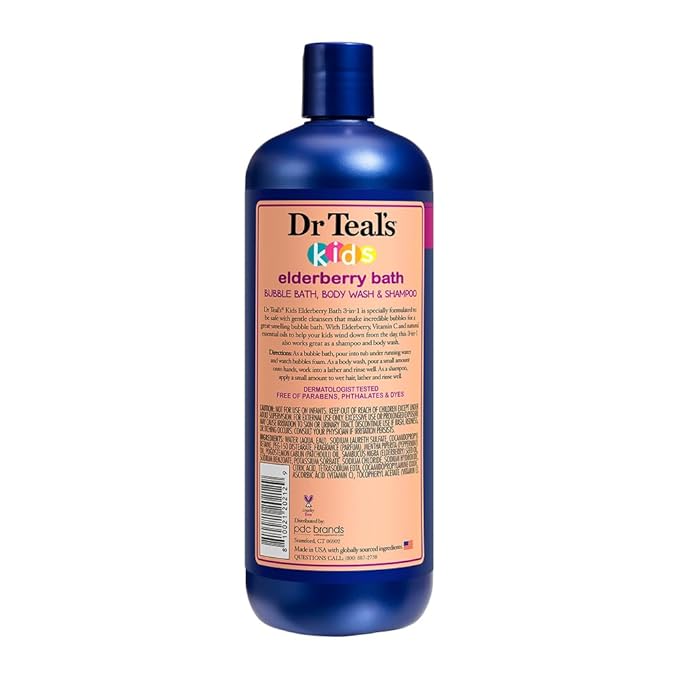 Dr Teal's Kids 3-in-1 Elderberry Bath: Bubble Bath, Body Wash & Shampoo - Image 4