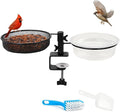 Deck Bird Feeder and Bath with Metal Mesh Tray and Water Bowl – Deck Railing by Venmark