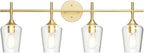 Ralbay 4-Lights Gold Vanity Light Fixture Vintage Gold Vanity Lights Wall by RalbayLighting