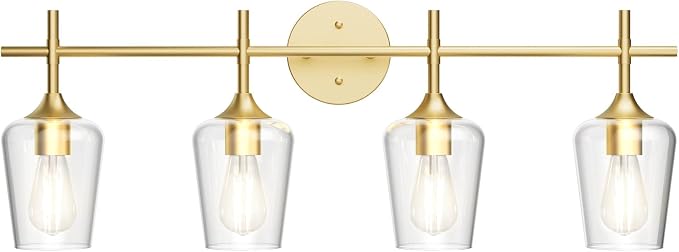 Ralbay 4-Lights Gold Vanity Light Fixture Vintage Gold Vanity Lights Wall by RalbayLighting