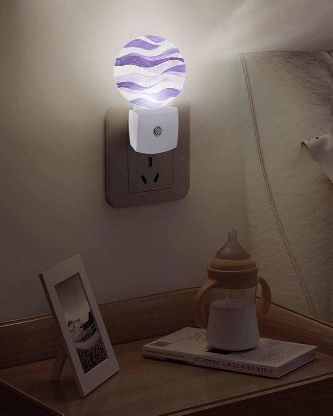 Night Lights Auto Sensor Lavender Purple Ocean Waves Night Light Abstract - Image 5