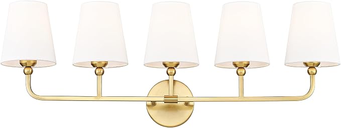 Bathroom Light Fixtures, 5 Light Brushed Gold Vanity Lights by Metwet