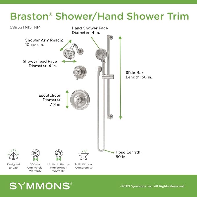 Symmons Braston HydroMersion Double Handle Shower Trim Kit - Image 3