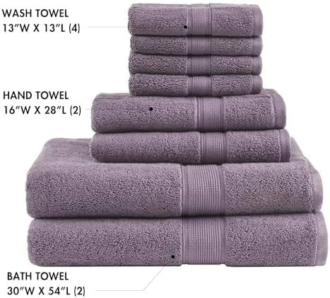 Madison Park 800GSM Bathroom Towel Set of 8 100% Cotton Bath Towel Set - Image 4