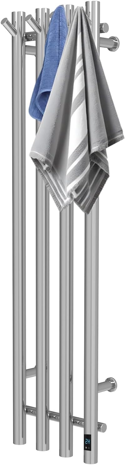 Electric Heated Towel Rack Warmer, Wall Mounted, Stainless Steel, 4 Bar by momokids