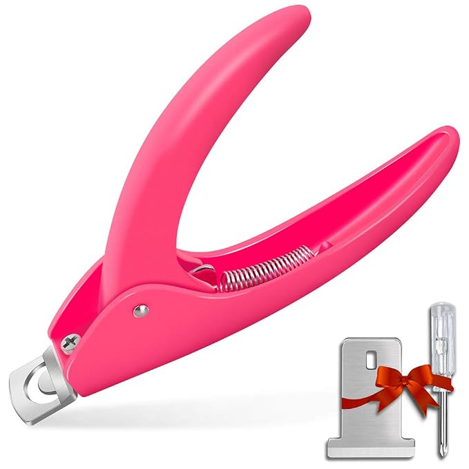 Pink Adjustable Artificial Acrylic Fake Nail False Nail Tip Clipper Cutter by GA%26EN