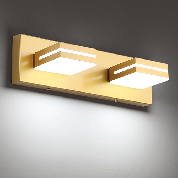 SineRise LED Modern Bathroom Vanity Light Fixtures, Matte Gold Modern Acrylic by SINERISELIGHTING