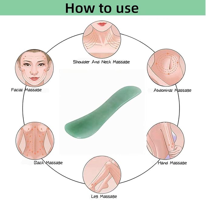Gua Sha Facials Tools for Back Massage Tools Board Natural Jade Stone for SPA - Image 4