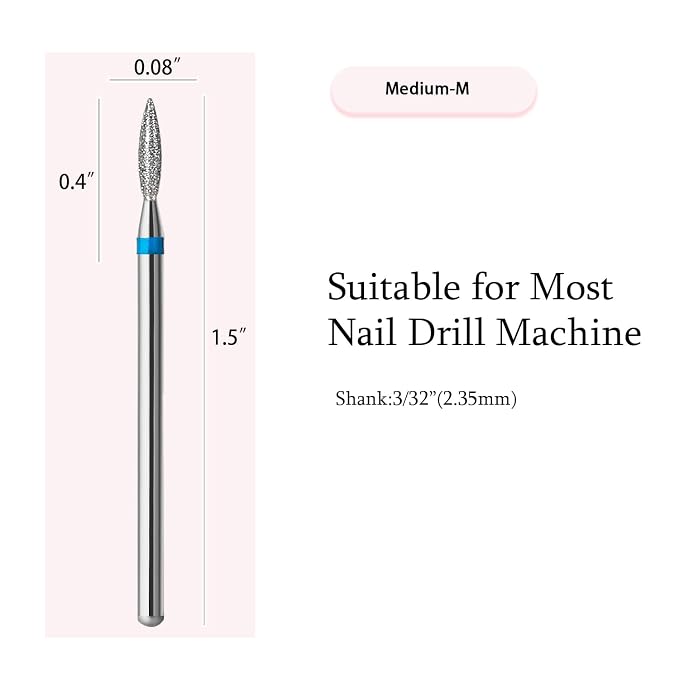 10pcs Diamond Flame Cuticle Drill Bits Set, Professional Cuticle Nail Drill Bits - Image 2