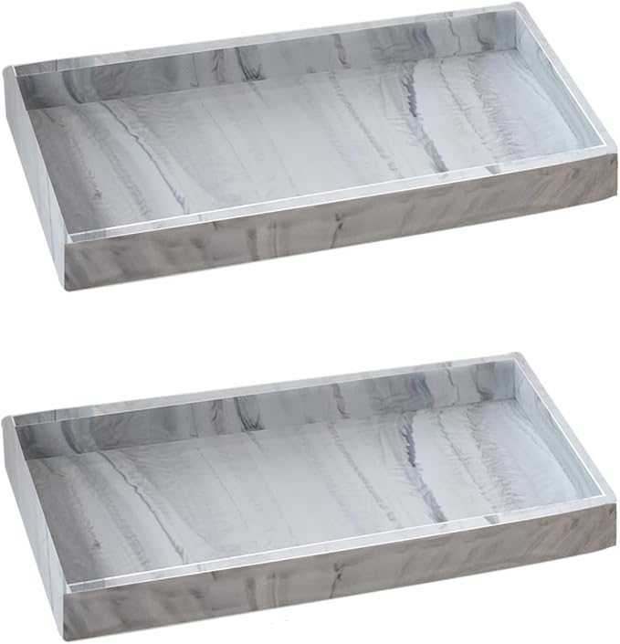 2PCS 7.87” L x 3.93” W Silicone Soap Dispenser Trays, Bathroom Sink Vanity Tray by BasedFloor
