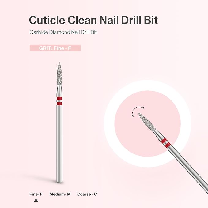MelodySusie 2mm Flame Shape Cuticle Clean Nail Drill Bit 3/32'', Professional - Image 4