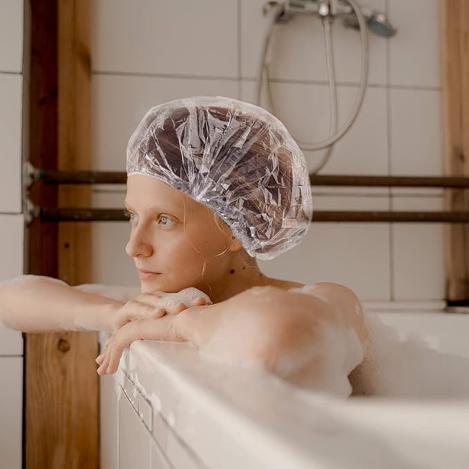 Super Big XXLarge Shower Cap 10 pcs Disposable Plastic Bath Cap Waterproof - Image 6
