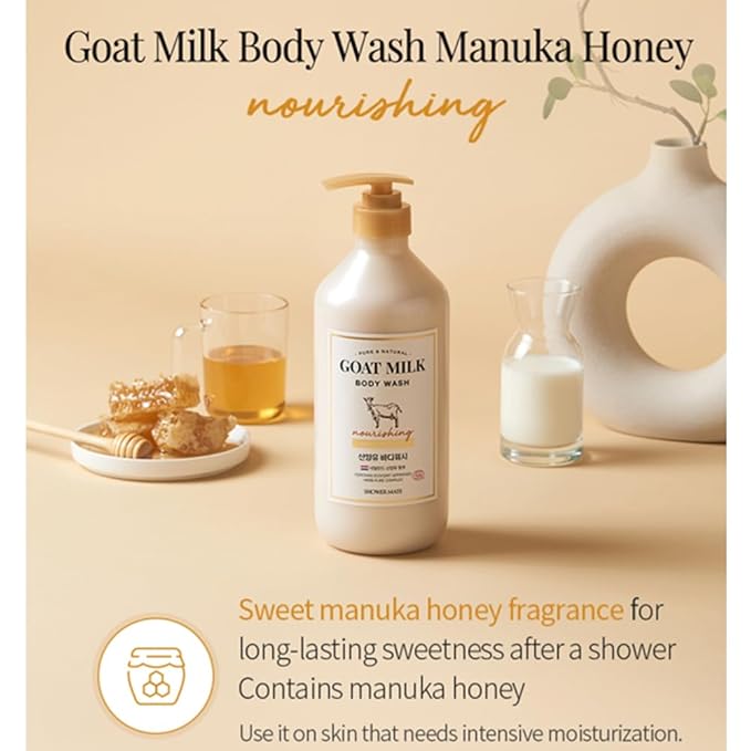 SHOWERMATE Goat Milk Body Wash Manuka Honey 27 fl oz / 800 ml - Image 3